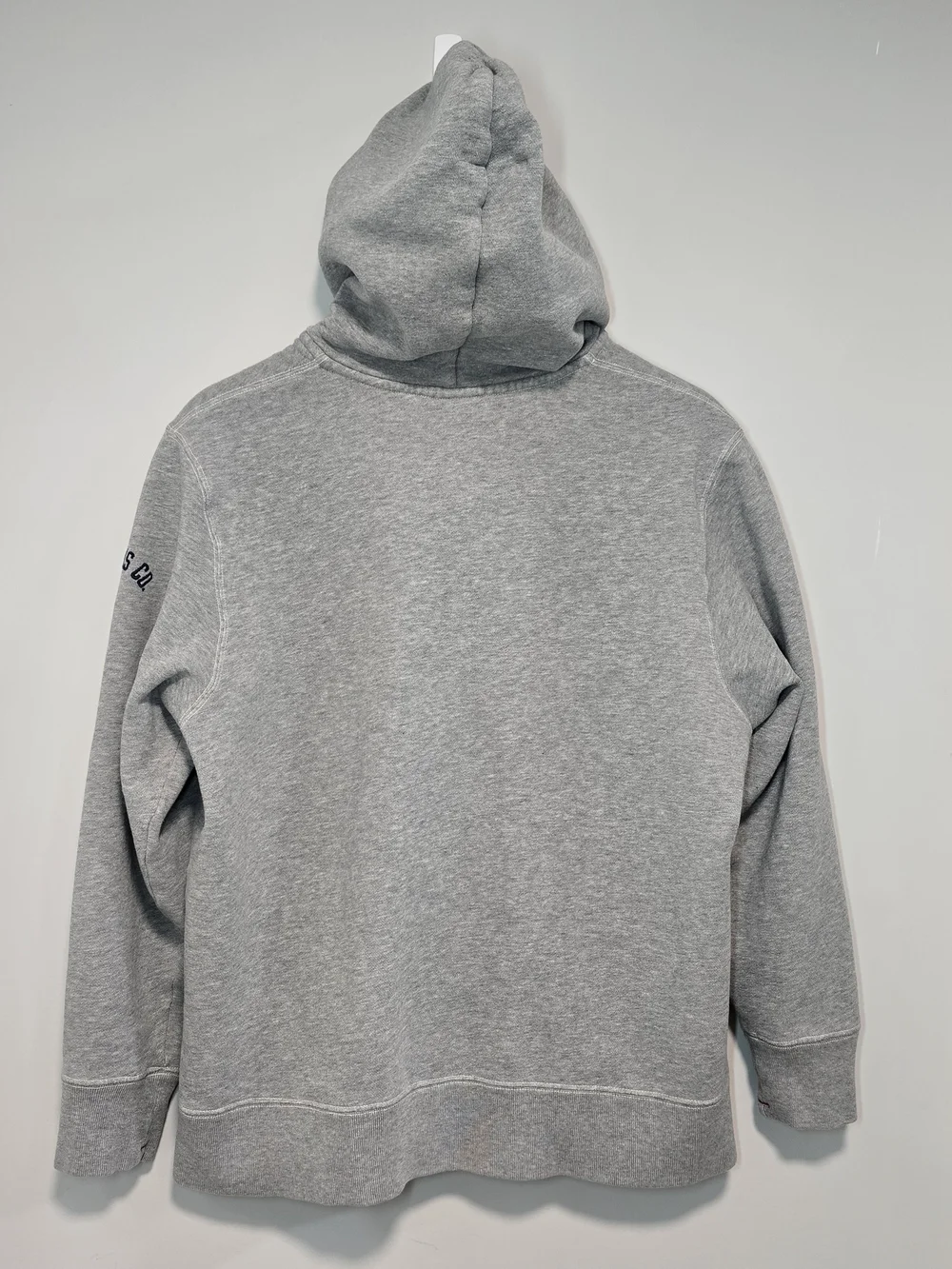 Ralph Lauren Men's Grey Chenille RL Patch Zip Fleece Hoodie Y2k